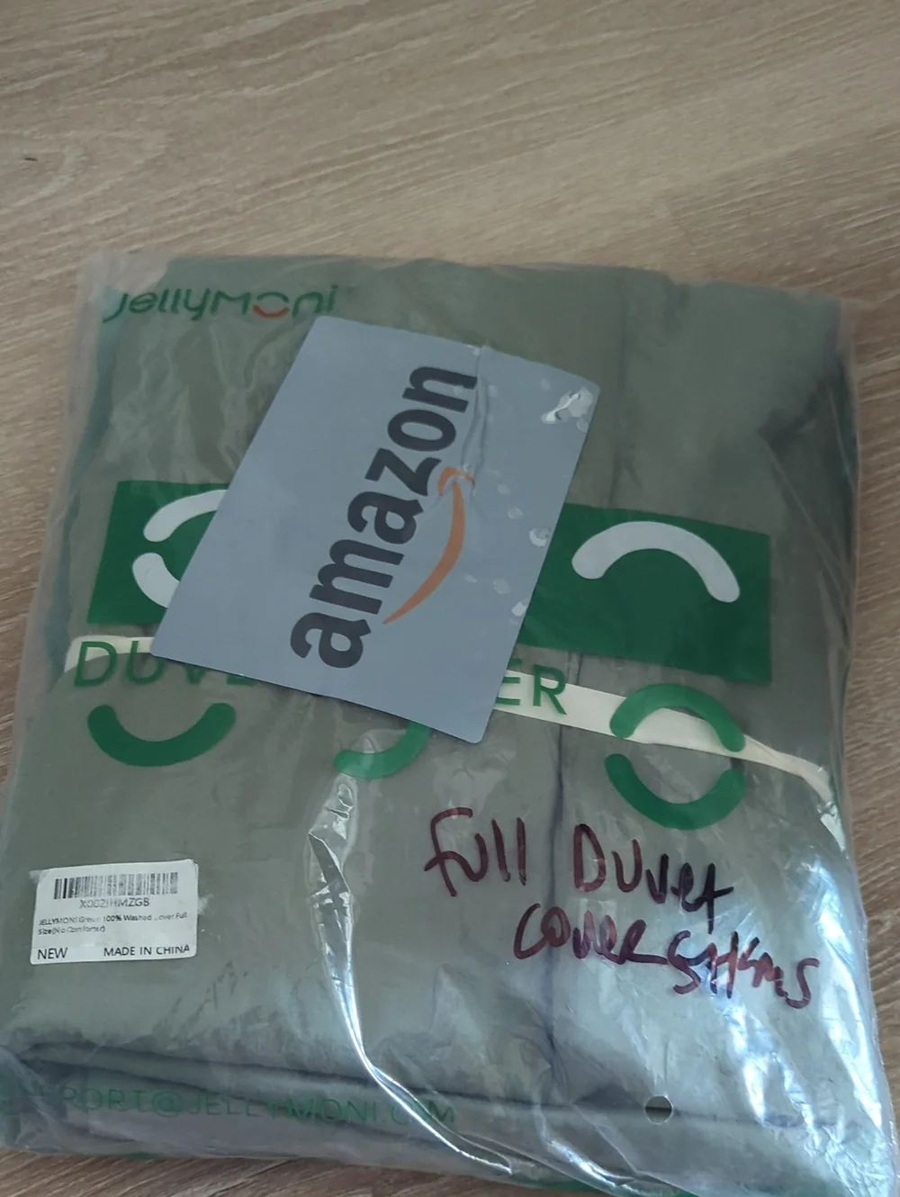 Green Duvet Cover Full Size - 100% Washed Cotton New
